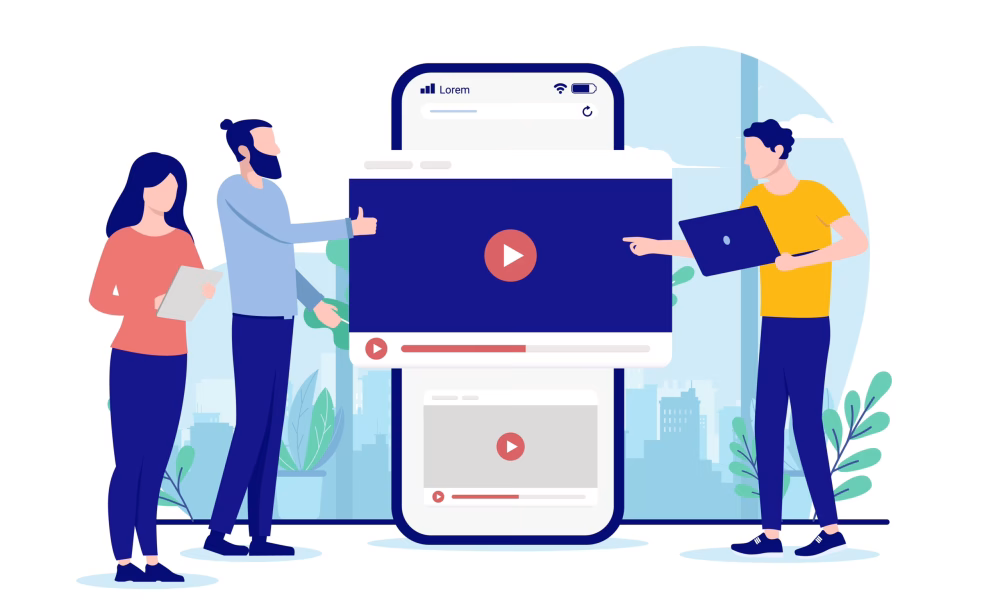 Video,Marketing,Online,-,Casual,Businesspeople,Working,With,Viral,Content,